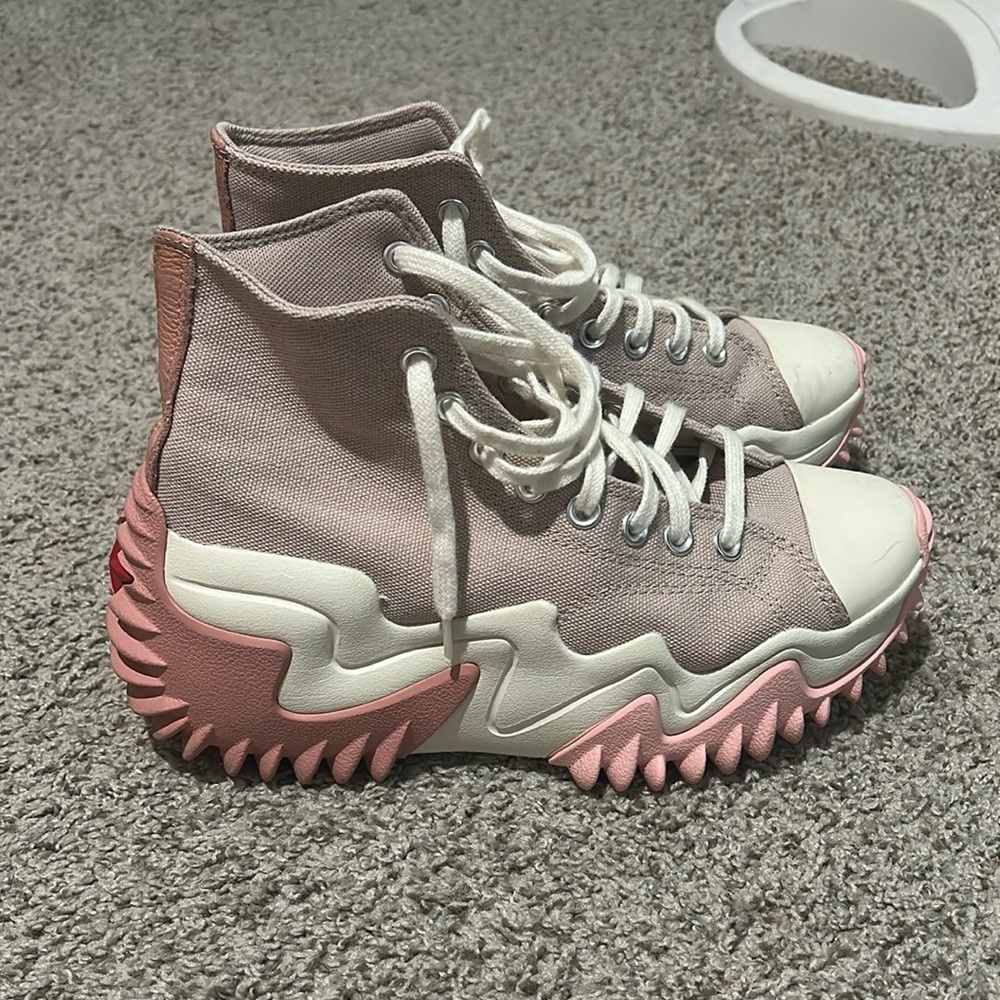 Chunky pink platform converse